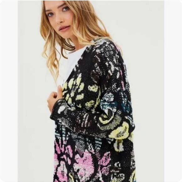 Free People Think Twice Technicolor Cardigan Sweater - Picture 1 of 11